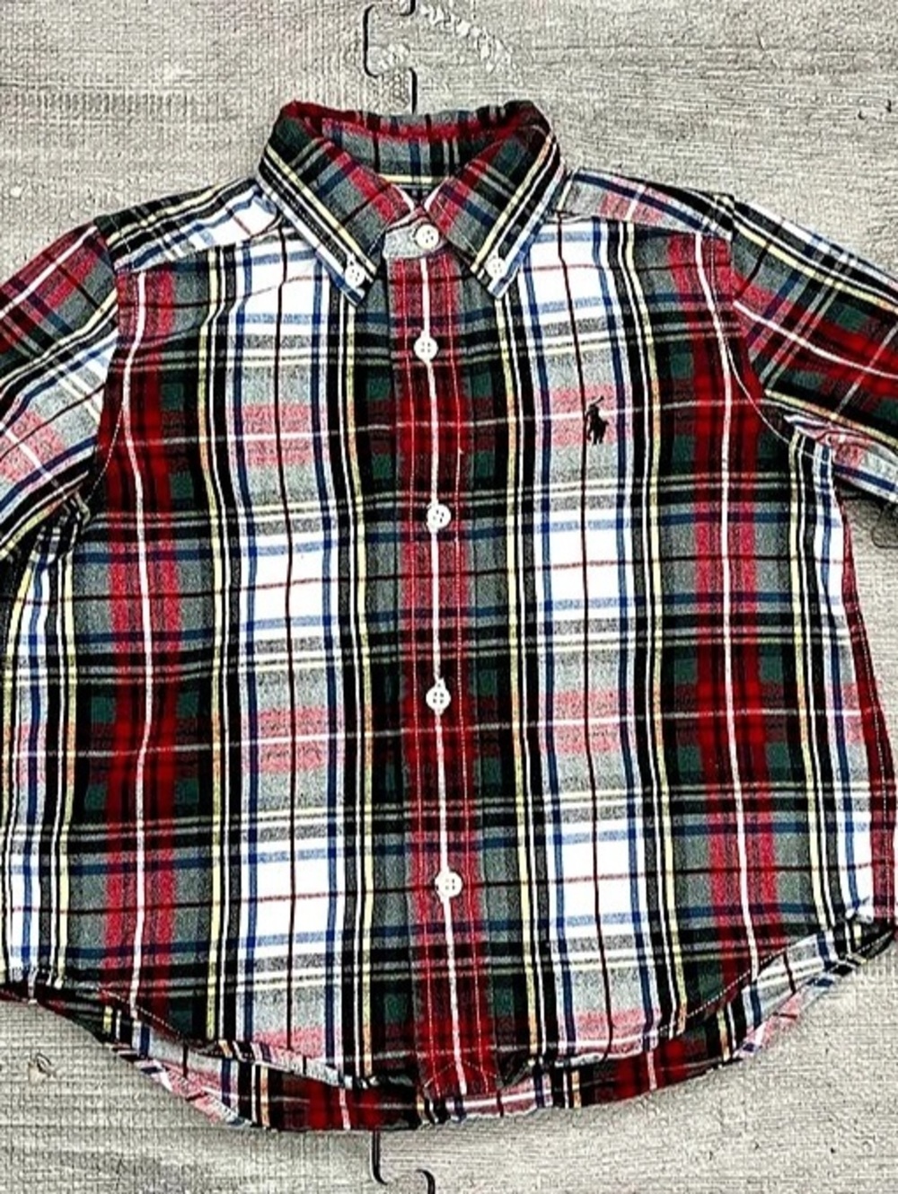 Polo Ralph Lauren Boys 2T Plaid Cotton Woven Long Sleeve Collared Shirt